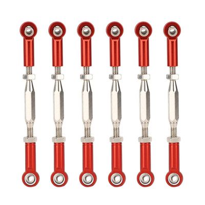 Dilwe RC Tie Rod, 81mm Adjustable Aluminum Servo Links Tie Rod Compatible with 1/10 RC Truck. 6PCS(Red)