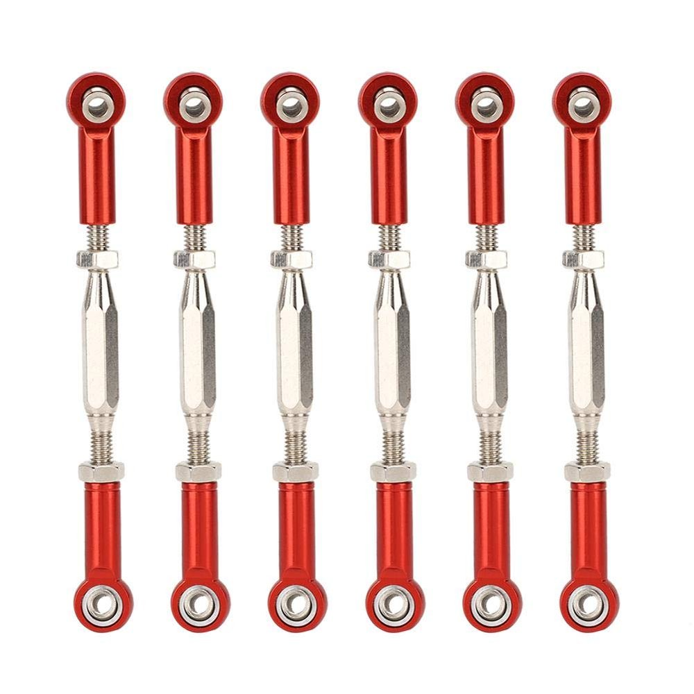 Dilwe RC Tie Rod, 81mm Adjustable Aluminum Servo Links Tie Rod Compatible with 1/10 RC Truck. 6PCS(Red)