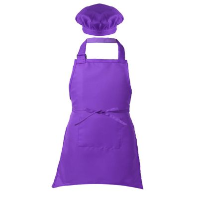 Alvivi Kids Chef Kitchen Costume Apron Hat Outfit Adjustable Bib Artist Apron for Cooking Baking Painting Crafting Purple 4-8