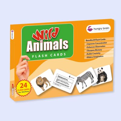 Hungry Brain Wild Animals Flash Cards for Toddlers (Ages 14) 24 Double-Sided Real Picture Learning Cards | Early Learning Educational Flashcards | Montessori & Preschool Toy for Babies and Kids