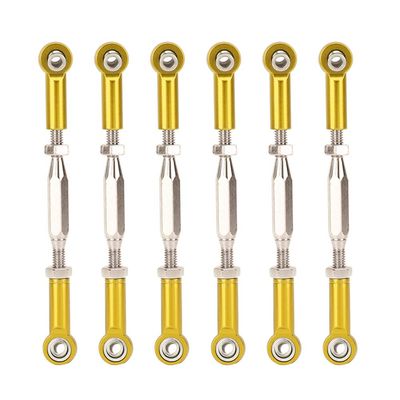 Dilwe RC Tie Rod, 81mm Adjustable Aluminum Servo Links Tie Rod Compatible with 1/10 RC Truck. 6PCS(Gold)