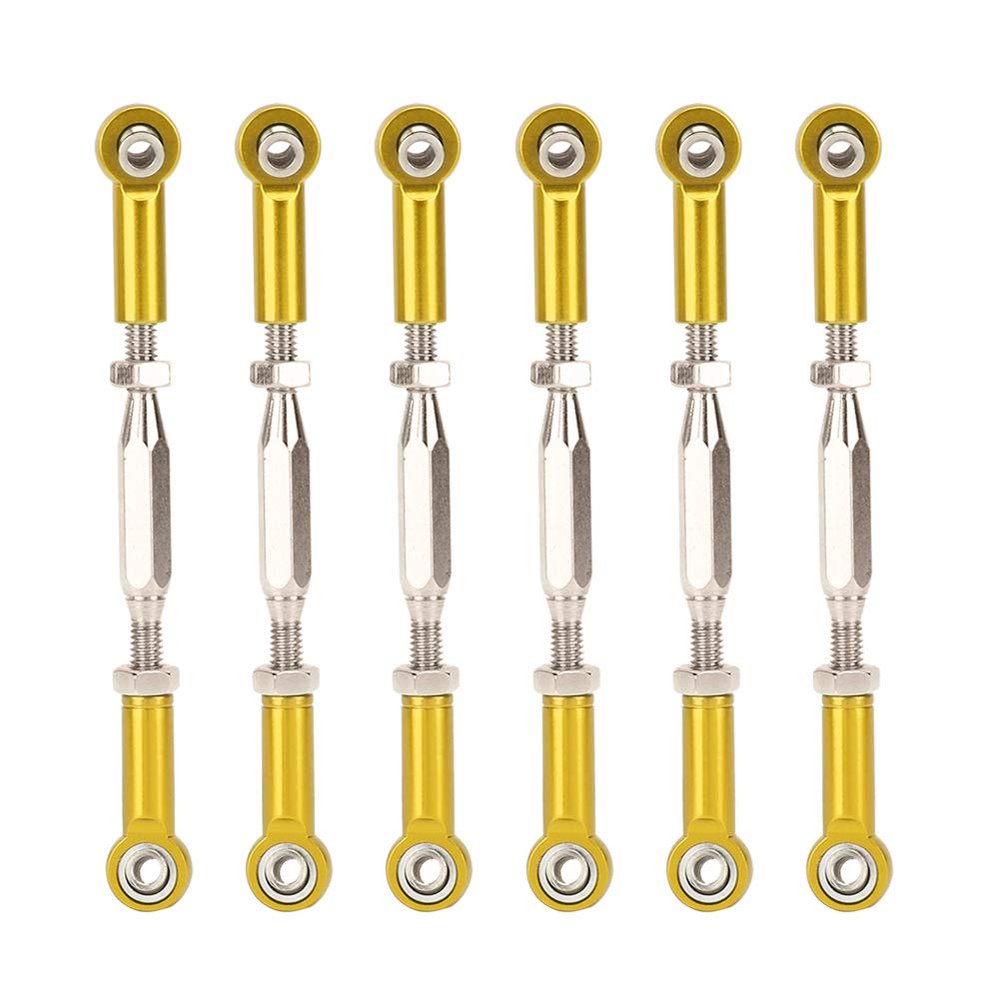 Dilwe RC Tie Rod, 81mm Adjustable Aluminum Servo Links Tie Rod Compatible with 1/10 RC Truck. 6PCS(Gold)