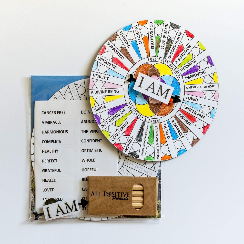 I AM Positivity Spinner Activity Kit - Upliftment and Get Well Wishes for Those Recovering from Cancer/Disease/Illness