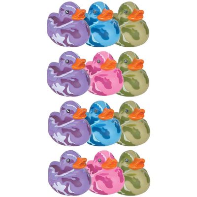 12 Camouflage Rubber Duck Toy Duckies for Kids, Bath Birthday Gifts Baby Showers Summer Beach and Pool Activity, 2" (12-Pack)