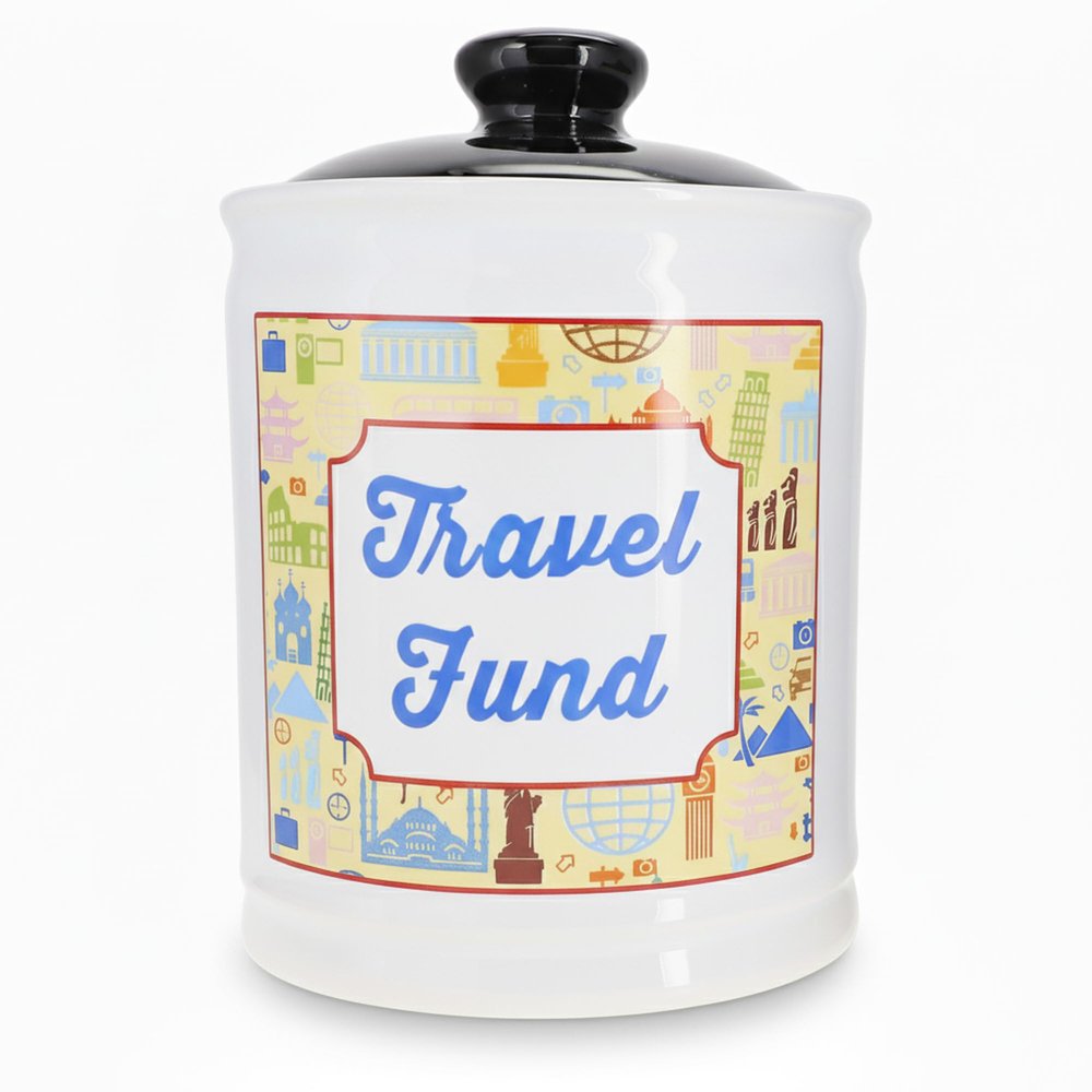 Cottage Creek Jars | Travel Piggy Bank - Ceramic Travel Essentials Money Jar for Women, Mom, Dad | Road Trip, Cruise, Beach, Vacation Accessories Savings Bank