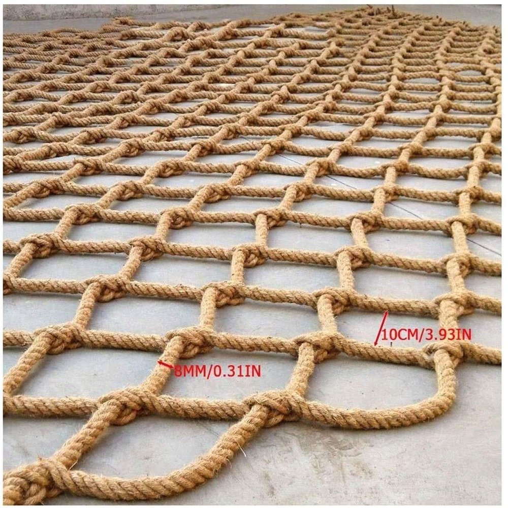Hemp Cargo Net, Children Climbing Safety Netting, Pets Railings Fence Net Stair Balcony Protective Net Heavy Duty Nets Playground Hammock Birds Treehouse Grid 10cm (Size : 1 * 10m(3 * 33ft))
