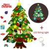 Felt Christmas Tree, 3.2ft DIY Wall Christmas Tree with 32 Pcs Detachable Ornaments Wall Decor and 50 LEDs String Lights Christmas Decoration for Toddlers Kids Xmas Gifts Home Door view 2