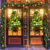 Felt Christmas Tree, 3.2ft DIY Wall Christmas Tree with 32 Pcs Detachable Ornaments Wall Decor and 50 LEDs String Lights Christmas Decoration for Toddlers Kids Xmas Gifts Home Door view 3