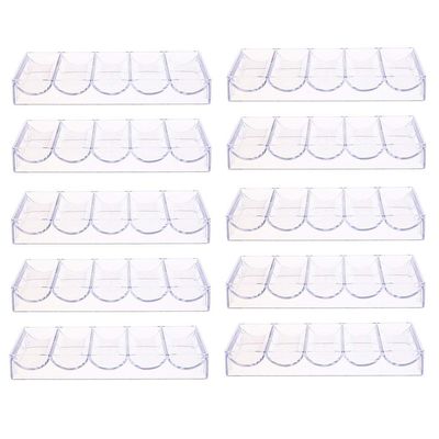 Backbayia 10 Pieces Clear Acrylic Poker Chips Tray for 100 Chips, Casino Board Game Accessory