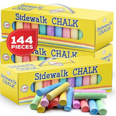 144 PCS Jumbo Washable Sidewalk Chalk Set Non-Toxic Jumbo Chalk for, Painting on Chalkboard, Playground, Blackboard, and Outdoor Art Play (144)