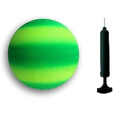 Toys+ 8.5 Inch Colorful Playground Ball + Pump (Green Strip)