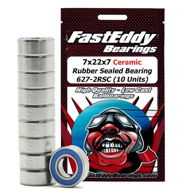 FastEddy Bearings 7X22X7 Ceramic Rubber Sealed Bearing 627-2RSC (10 Units)