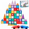 AFUNX Magnetic Tiles,102PCS Magnetic Building Blocks 3D Clear Construction Playboards, Inspiration, Creativity Beyond Imagination, Educational Magnet Toy Set for Kids with 2 Cars view 1