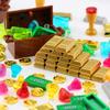 Feleph Treasure Accessories Money Building Blocks Set Jewel Chest, Gems Diamonds, Bullion Electroplated Gold Tile Silver Bar, Power Crystals, Coins, Goblet, 100 Dollar Bill Cash Toy Brick view 2