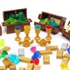 Feleph Treasure Accessories Money Building Blocks Set Jewel Chest, Gems Diamonds, Bullion Electroplated Gold Tile Silver Bar, Power Crystals, Coins, Goblet, 100 Dollar Bill Cash Toy Brick view 3