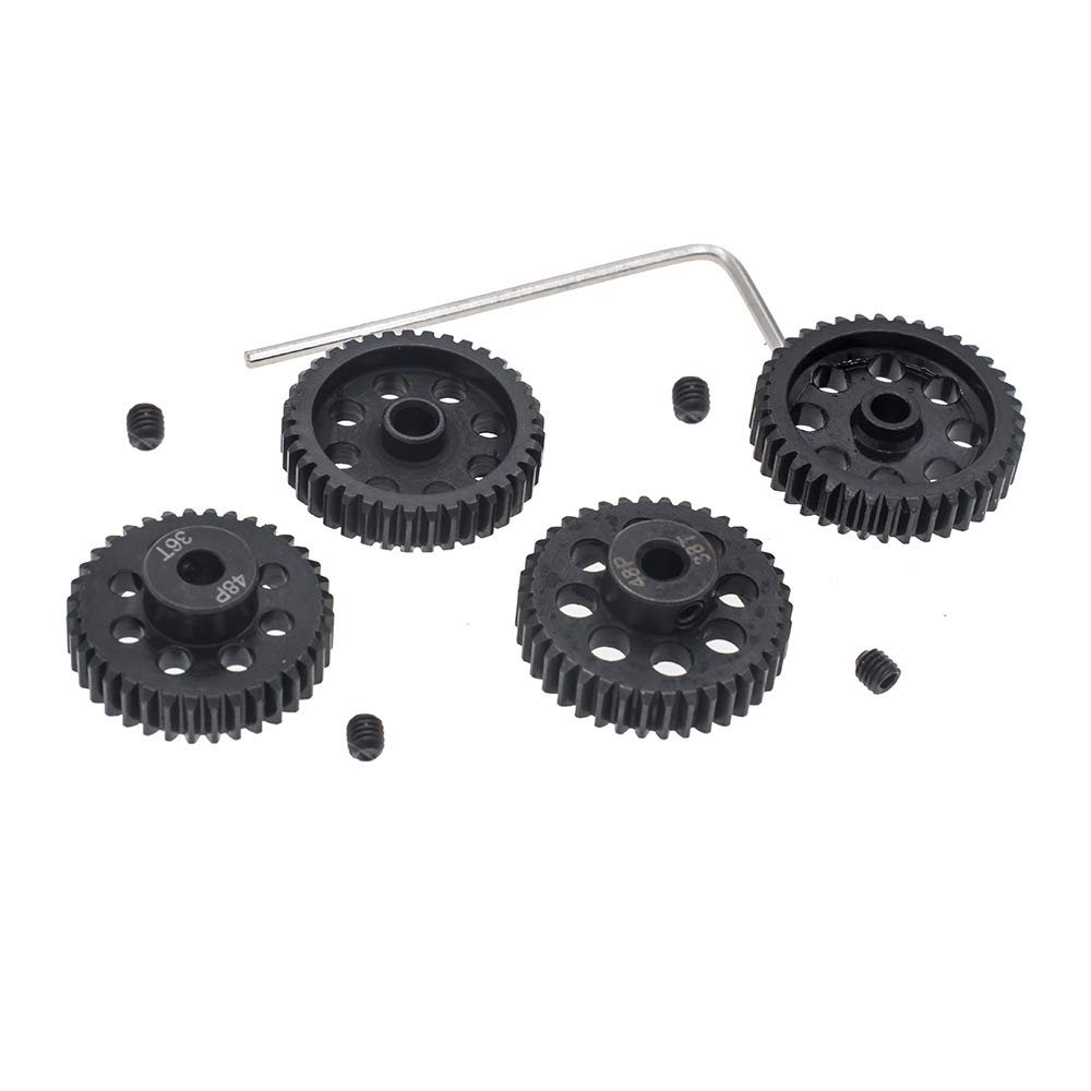 4pcs 48P Pinion Gear 3.175mm Set Hardened 36T 37T 38T 39T 48DP Pitch Gears RC Upgrade Part with Screwdriver