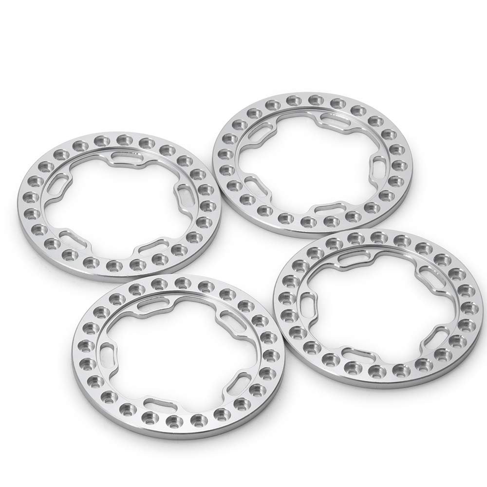 4PCS Metal 1.9 Rims Replacement Wheel Beadlock Ring for 1/10 RC Axial SCX10 (Silver)
