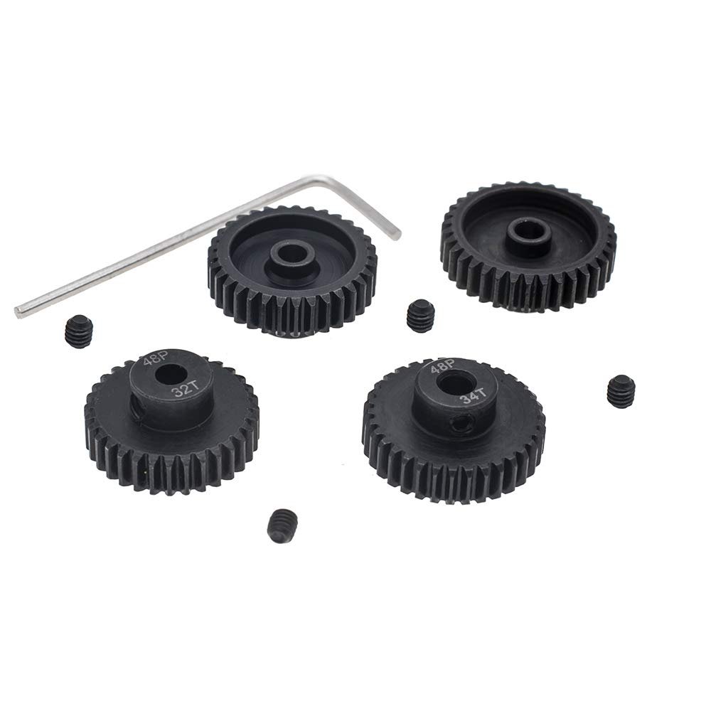 4pcs 48P Pinion Gear 3.175mm Set Hardened 32T 33T 34T 35T 48DP Pitch Gears RC Upgrade Part with Screwdriver