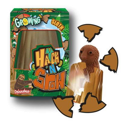 Hatch 'N' Grow Mini Sloth from Deluxebase. Small 2.5" Hatching Egg with Growing Sloth Toy. Water Activated Surprise Egg Transforming Toy for Kids. Small Animal Toys for Party Favors.