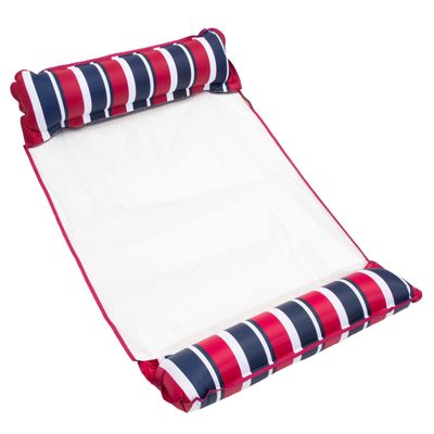 Aqua Original 4-in-1 Monterey Hammock XL Pool Float & Hammock - Multi-Purpose, Inflatable Pool Floats for Adults - Patented Thick, Non-Stick PVC Material  Navy/Burgundy Stripe