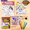 Made By Me Make Your Own Comic Book Storytelling Kit for Kids, 15-Page, Hardcover, How-to Draw Instructional Guide, Comic Inspired Stickers & Stamp, Holographic Stickers, 5 Vibrant Markers view 4