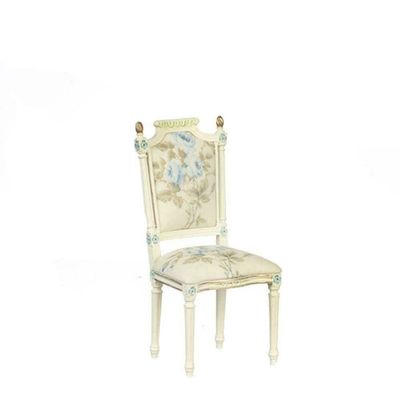 Melody Jane Dolls Houses Dollhouse Hand Painted White Floral Chair JBM Miniature Dining Room Furniture