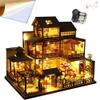 3D Wooden Assembled Dollhouse Kit DIY Miniature Japanese Style Courtyard Scene Building with Dust Cover and Music Creative Gift view 1