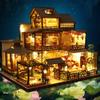 3D Wooden Assembled Dollhouse Kit DIY Miniature Japanese Style Courtyard Scene Building with Dust Cover and Music Creative Gift view 2