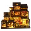 3D Wooden Assembled Dollhouse Kit DIY Miniature Japanese Style Courtyard Scene Building with Dust Cover and Music Creative Gift view 3