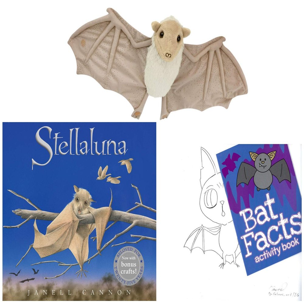 Stellaluna Gift Set Special Edition Hardcover by Janell Cannon, Stellaluna Stuffed Animal, Activity Booklet, Downloadable Crafts with Activity Kit and Create a Bat Artwork Gift Set