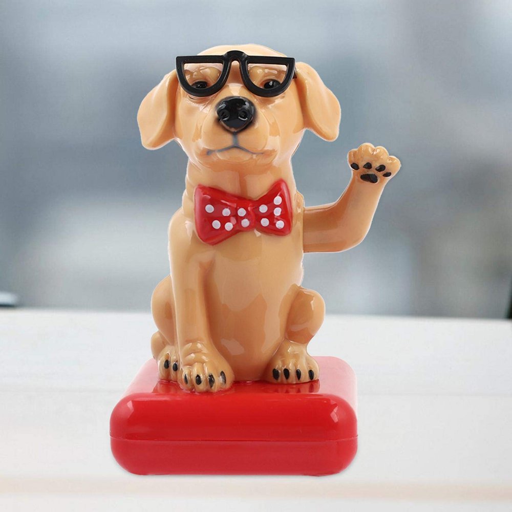 Weiyirot Car Decoration, Solar Dog Decoration, Non- Lovely Swing Swing for Homes(Golden Retriever)
