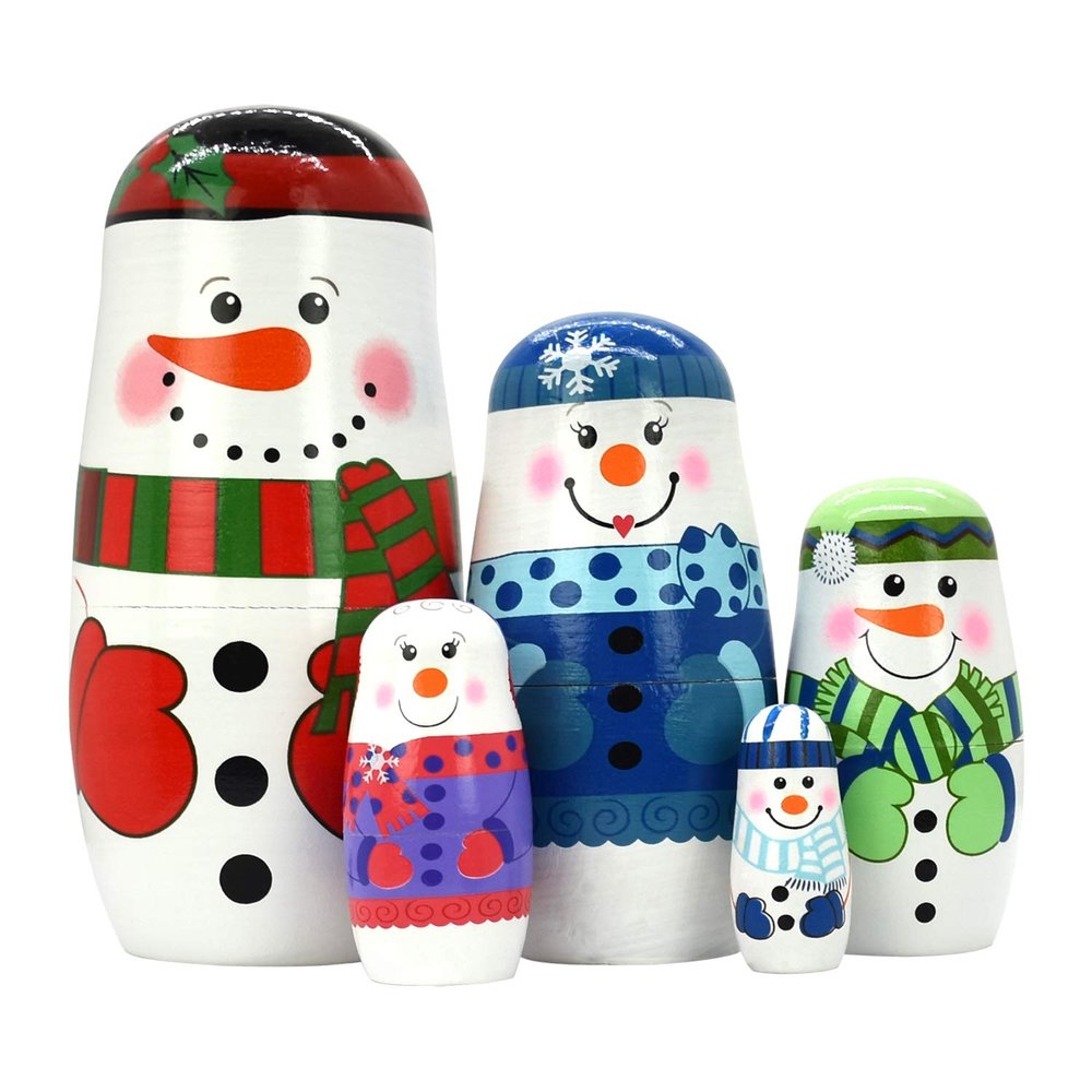 HYCLES Nesting Dolls Russian Matryoshka Wood Stacking Nested Set for Kids Handmade Toys for Children Kids Christmas Birthday Decoration Halloween Wishing Gift