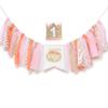 Pumpkin Banner for 1st Birthday - Highchair Banner for First Birthday Theme Decoration, Cake Smash Photo Prop, Pumpkin crown hat, Fabric Rag Garland Banner. view 1