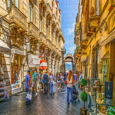 Umsufa Sicily Taormina Italy Jigsaw Puzzle for Adults 1000 Piece Wooden Travel Gift Souvenir