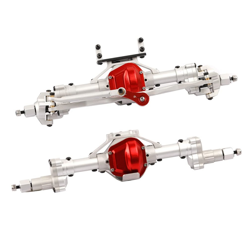 RZXYL Aluminum Front & Rear Axles 1/10 RC Car Portal Axle for Axial SCX10 D90 1/10 RC Crawler Upgrades (Silver)