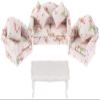 Dollhouse Furniture Set 3 Pcs 1:12 Dollhouse Miniature Wooden Sofa Cushions Armchair Pillow Kit Dolls House Furniture Couch with 1 Pc Dollhouse Teatable Coffee Table view 1