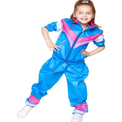 80s Blue Shell Suit Girl's Costume Large 7-8