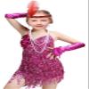 1920's Sequins Flapper Dress Children's Day Gift Party Halloween Costumes for Girls Accessories Set (Meduim, Style 1 Rose Red) view 1