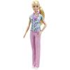 Barbie Nurse Blonde Doll (12-in/30.40-cm) with Scrubs Featuring a Medical Tool Print Top & Pink Pants, White Shoes & StethoscopeAccessory, Great Gift for Ages 3 Years Old & Up view 1
