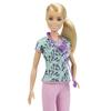 Barbie Nurse Blonde Doll (12-in/30.40-cm) with Scrubs Featuring a Medical Tool Print Top & Pink Pants, White Shoes & StethoscopeAccessory, Great Gift for Ages 3 Years Old & Up view 3