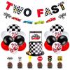Bessmoso Two Fast Birthday Decor 52 Pcs Racing Car Party Supplies 2 Fast Birthday Decorations Include Race Car Balloons Banner Cake Topper Cupcake Toppers for Racing Theme Party Decoration view 1