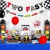 Bessmoso Two Fast Birthday Decor 52 Pcs Racing Car Party Supplies 2 Fast Birthday Decorations Include Race Car Balloons Banner Cake Topper Cupcake Toppers for Racing Theme Party Decoration view 2