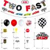 Bessmoso Two Fast Birthday Decor 52 Pcs Racing Car Party Supplies 2 Fast Birthday Decorations Include Race Car Balloons Banner Cake Topper Cupcake Toppers for Racing Theme Party Decoration view 4