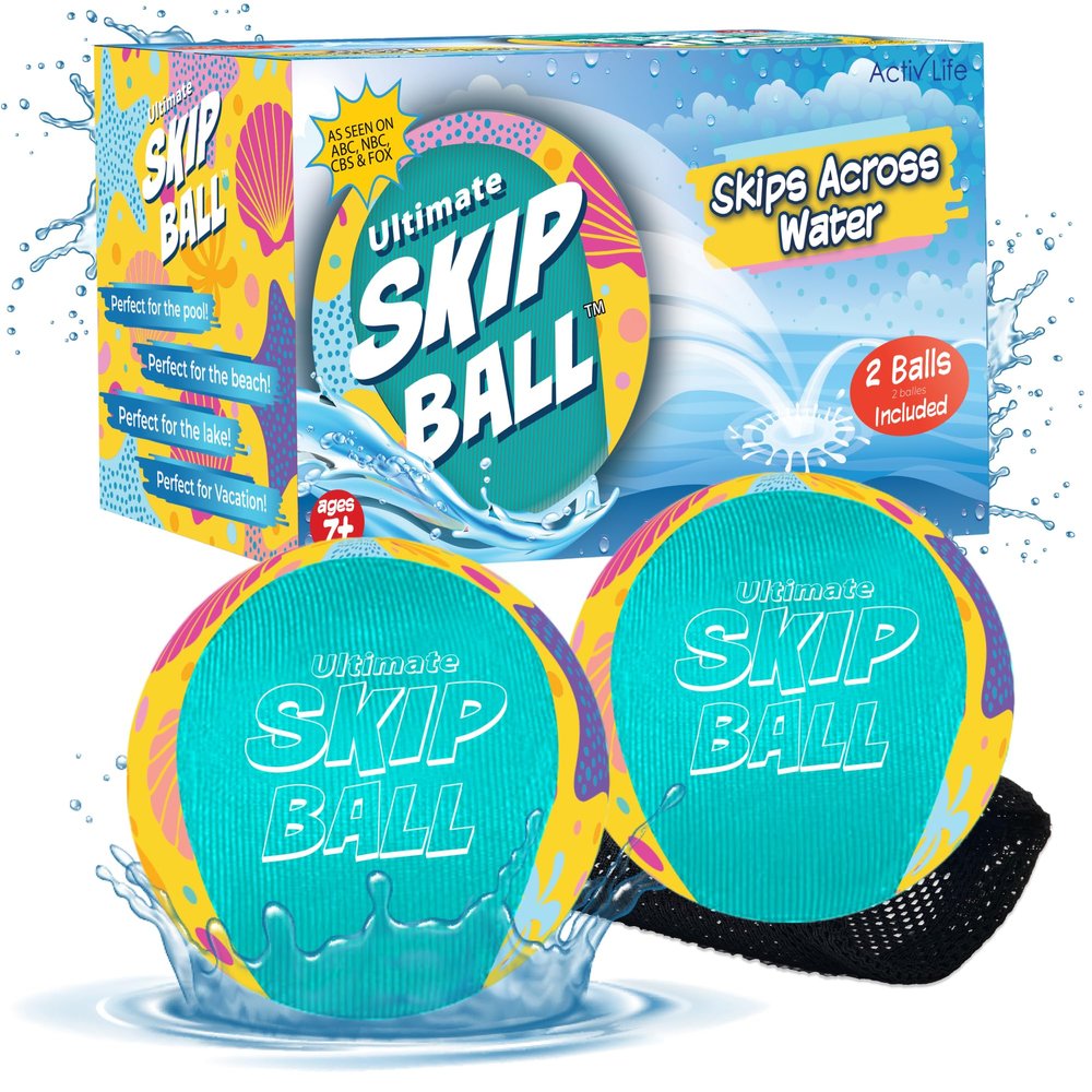 Activ Life 2 Pack Skip Balls, Fun Beach Games for Adults and Family Swimming Pool Dive Toys for Kids, Adult Beach Toys, Water Toy for Kid (Yellow Shell)