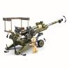 General Jim's US Army 155mm Howitzer Building Set  258 Pieces  WWII Korea Vietnam Artillery Model  Army Green with Camouflage  Includes 2 Soldier Figures  Rotating Turret  Compatible Bricks view 3