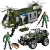 JOYIN Military Vehicles Toy Set of Friction Powered Transport Helicopter and Military Truck with Light and Sound Siren and Army Men Soldier Action Figures for Kids, Presents for Kids view 1
