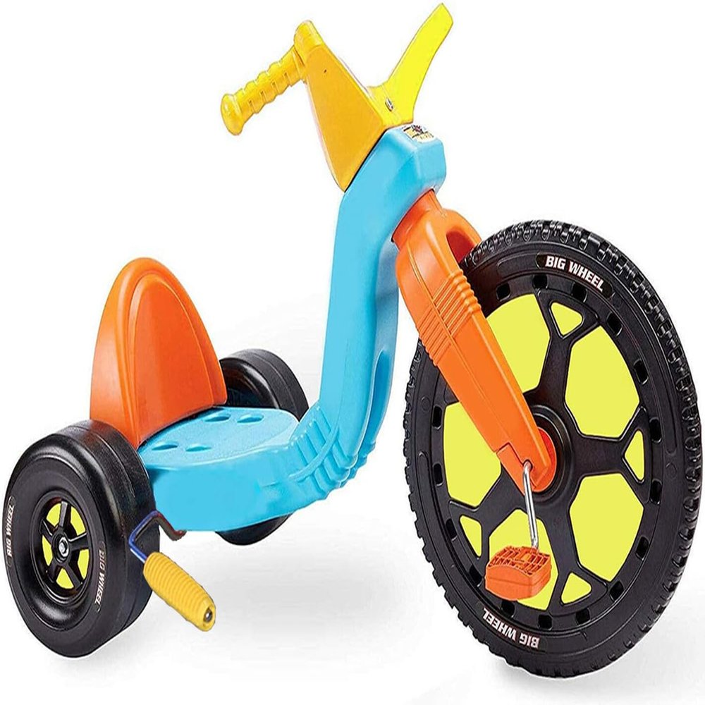 Spin-Out Racer The Original Classic Big Wheel 16" Trike - Teal, Yellow & Orange - with Hand Brake