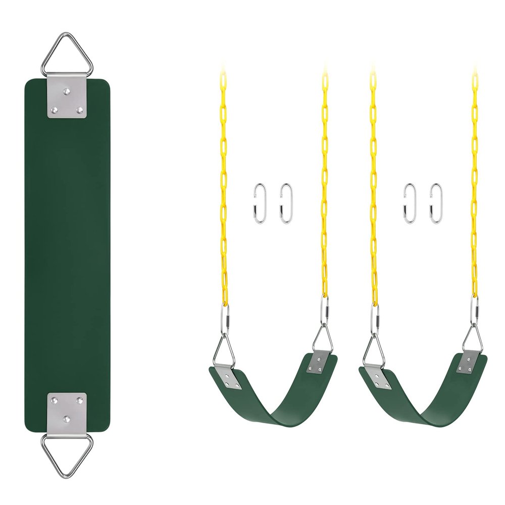 AGPTEK Green Swing Set Bundle with 2 Packs Green Swing Seat Replacement
