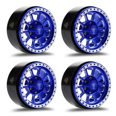 Treal 1.9 Beadlock Wheels Heavy Duty CNC Aluminum Crawler RC Wheel 4pcs-Set for 1:10 TRX-4 Axial SCX10 II SCX10 III(Blue) 116g/pc -Type C