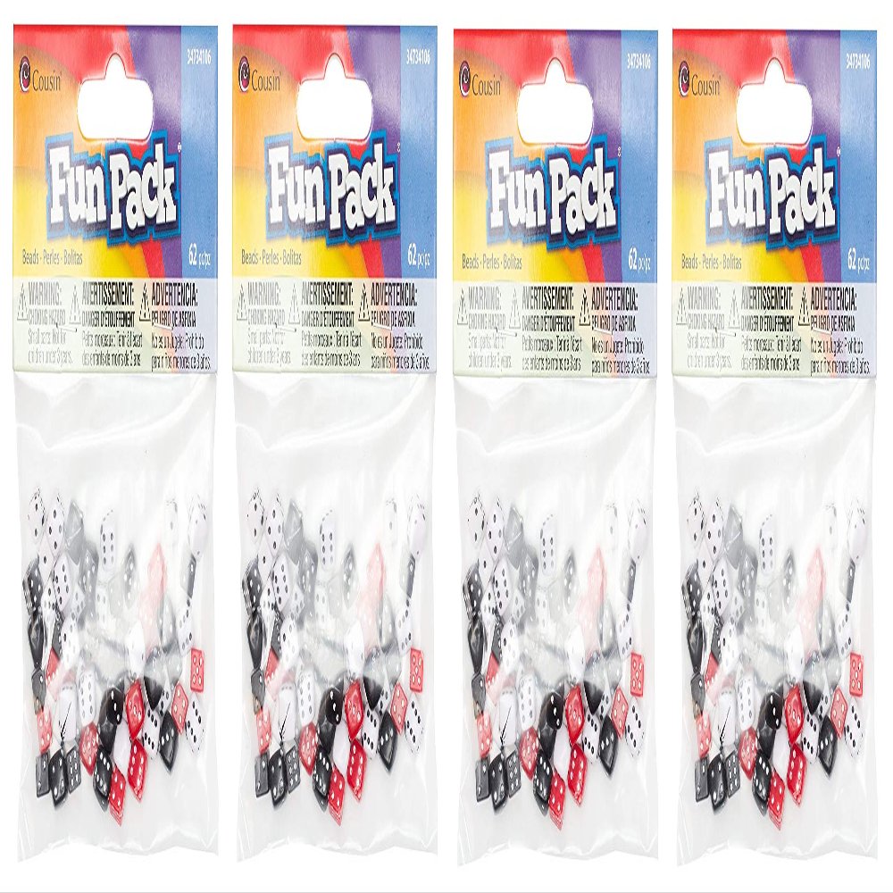 Cousin Fun Packs 62-Piece 8mm-10mm Dice Beads (4)